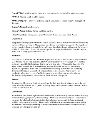 Project Title: Modeling seabird group size: implications for ecological impact assessments NOAAS