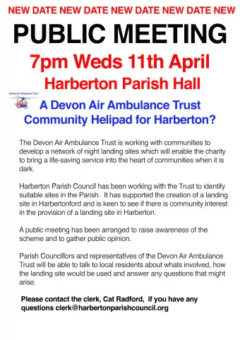 Helicopters  Devon Air Ambulance  Community Landing Sites  WORKING WITH COMMUNITIES TO  A surveyed