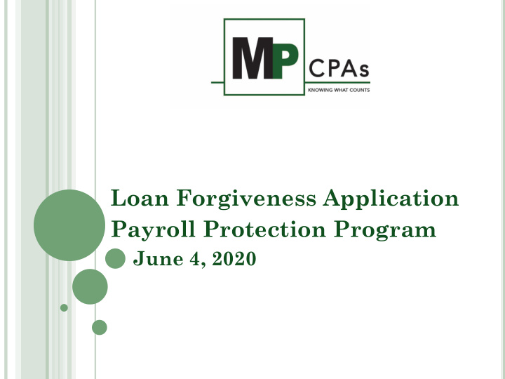 loan forgiveness application payroll protection program