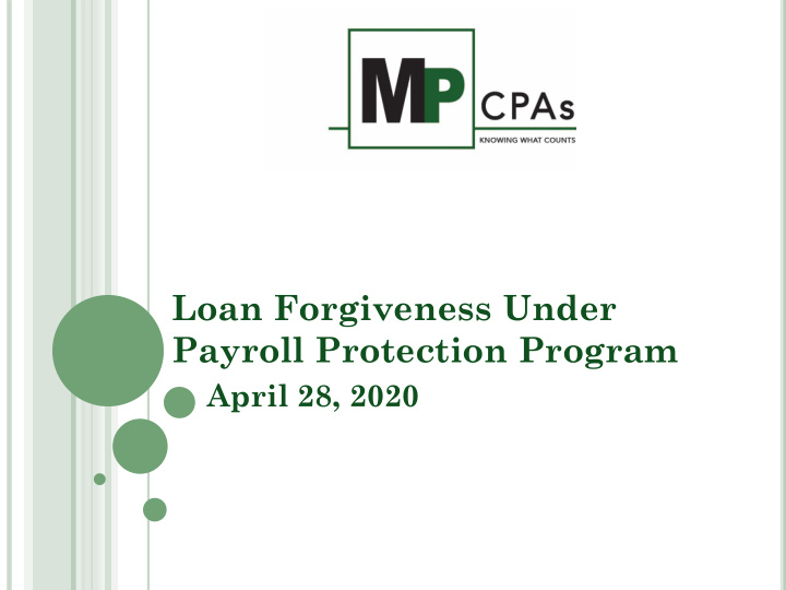 loan forgiveness under payroll protection program