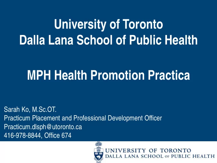 university of toronto dalla lana school of public health