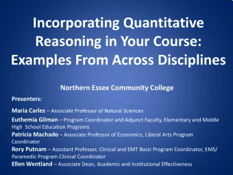 Incorporating Quantitative  Reasoning in Your Course: Examples From Across Disciplines  Northern