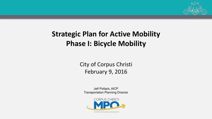 strategic plan for active mobility phase i bicycle