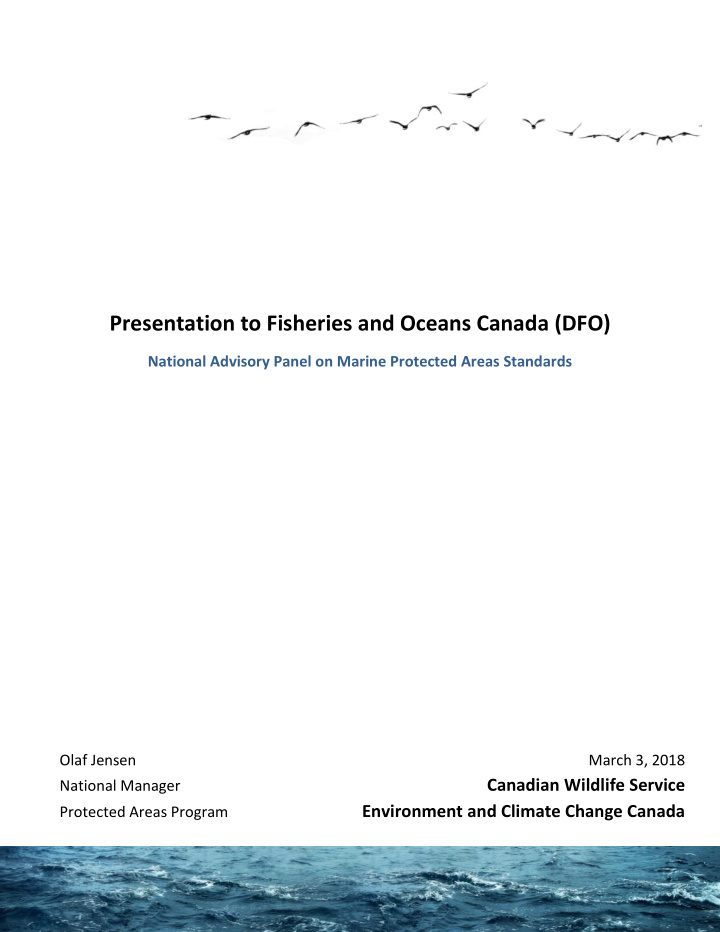 presentation to fisheries and oceans canada dfo