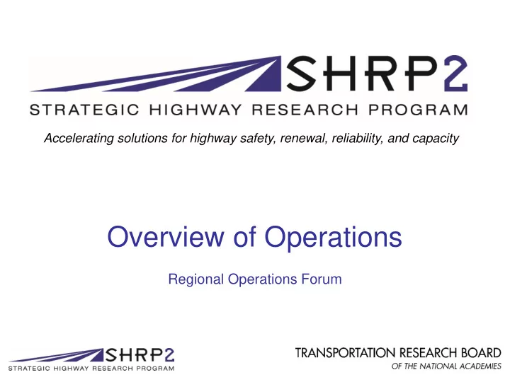 overview of operations