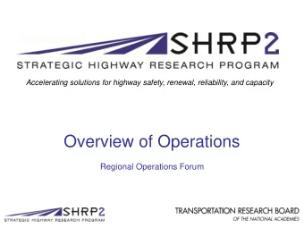 Overview of Operations  Regional Operations Forum  Session Outcomes  Define Management &amp;
