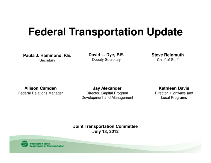 federal transportation update