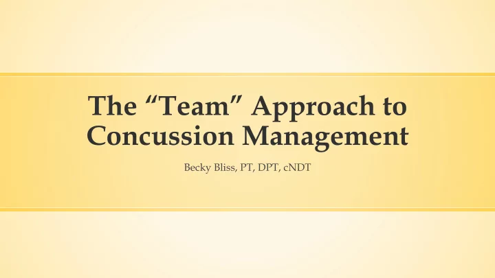 the team approach to
