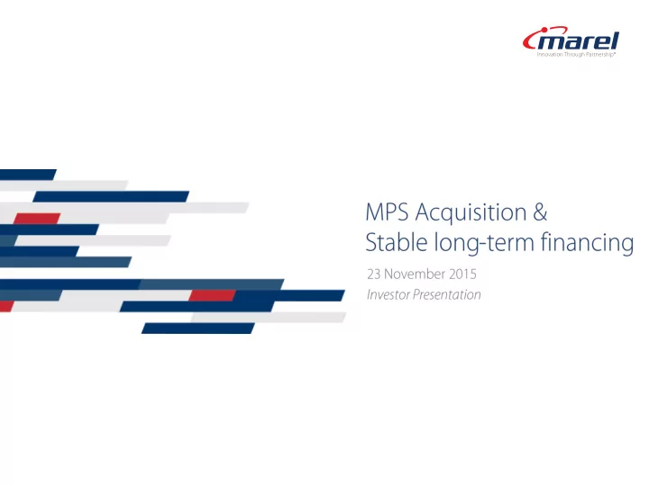 mps is a leader in primary processing solutions for the