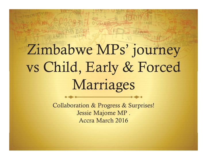 zimbabwe mps journey vs child early forced marriages