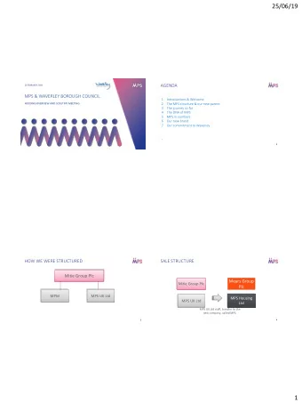 25/06/19  AGENDA  26 FEBRUARY 2019  MPS &amp; WAVERLEY BOROUGH COUNCIL  1. Introductions &amp;