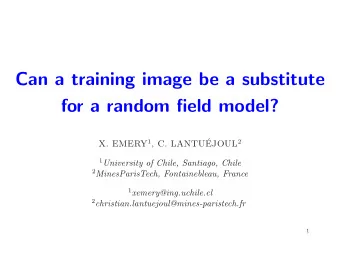 Can a training image be a substitute  for a random field model? X. EMERY 1 , C. LANTU EJOUL 2 1