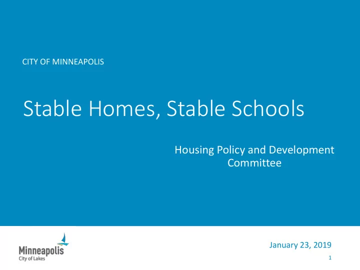 stable homes stable schools