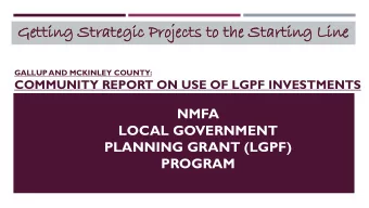 Ge  Getting  ting St  Strat  rategic  egic Projects  ojects to the  he St  Starti  arting  ng Li