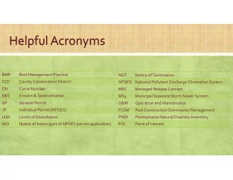 Helpful Acronyms Helpful Acronyms  BMP Best Management Practice  NOT Notice of Termination  CCD