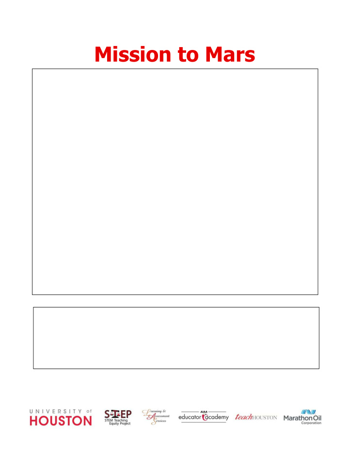 mission to mars rover components
