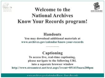 www.archives.gov/calendar/Know-Your-Records  The National Archives and Records Administration