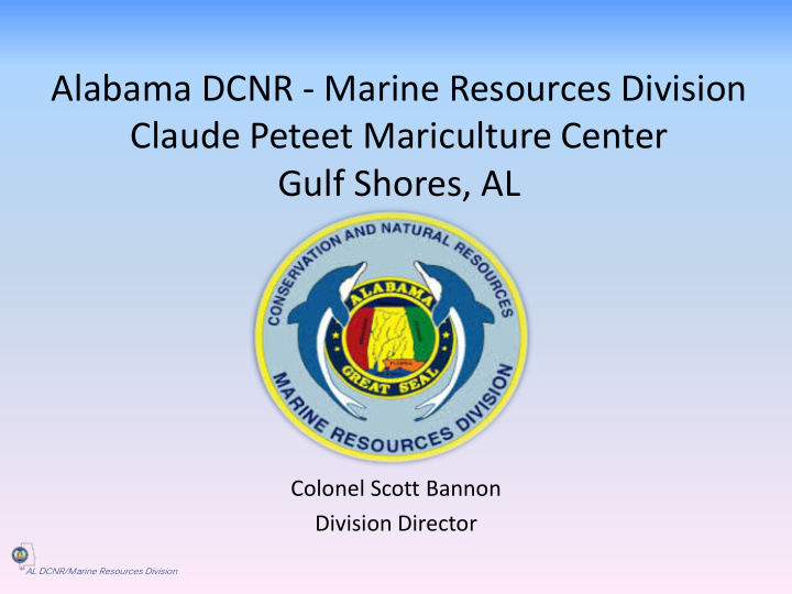alabama dcnr marine resources division claude peteet