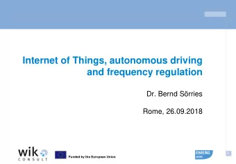 and frequency regulation  Dr. Bernd Srries  Rome, 26.09.2018  0  Funded by the European Union