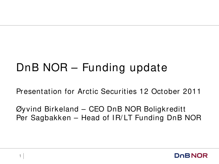dnb nor funding update