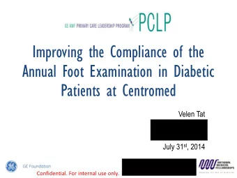 Annual Foot Examination in Diabetic  Patients at Centromed  Velen Tat  Centromed  San Antonio, TX