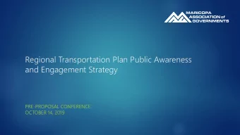 Regional Transportation Plan Public Awareness  and Engagement Strategy  PRE-PROPOSAL CONFERENCE