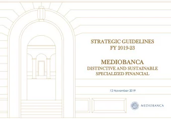 MEDIOBA  BANCA  NCA  DISTINCTI  INCTIVE  VE AND SUSTAINA  AINABLE  BLE  SPECIAL  CIALIZ  IZED  ED