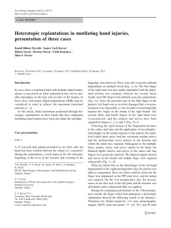 Heterotopic replantations in mutilating hand injuries,  presentation of three cases  smail