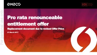 entitlement offer  Replacement document due to revised Offer Price  21 March 2017  IMPORTANT