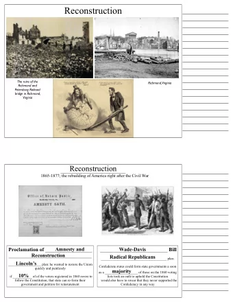 Reconstruction  The ruins of the  Richmond,  Virginia  Richmond and  Petersburg Railroad  bridge in