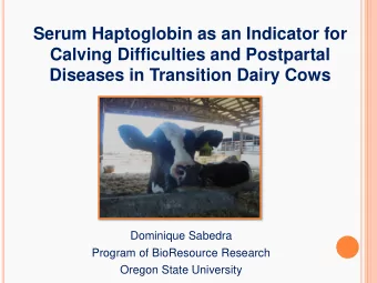 Serum Haptoglobin as an Indicator for  Calving Difficulties and Postpartal  Diseases in Transition