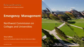 Emergency  Management  Northwest Commission on  Colleges and Universities  Tony Callisto  Senior