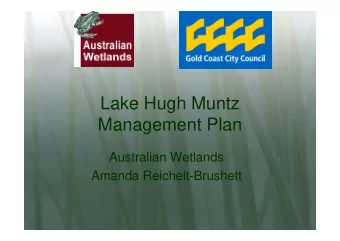 Lake Hugh Muntz  Management Plan  Australian Wetlands  Amanda Reichelt-Brushett  Study Area  Lake