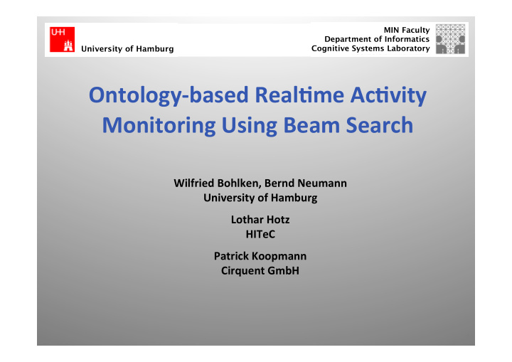 ontology based real0me ac0vity monitoring using beam