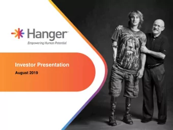 Investor Presentation  August 2019  Cautionary Note  Forward Looking Statements  This presentation