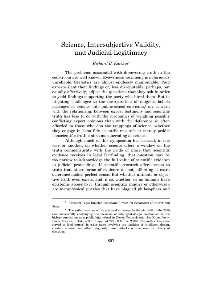 science intersubjective validity and judicial legitimacy