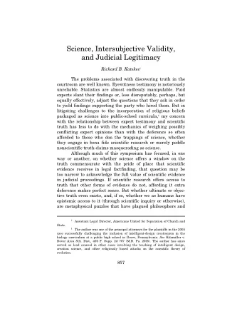 Science, Intersubjective Validity,  and Judicial Legitimacy Richard B. Katskee   The problems