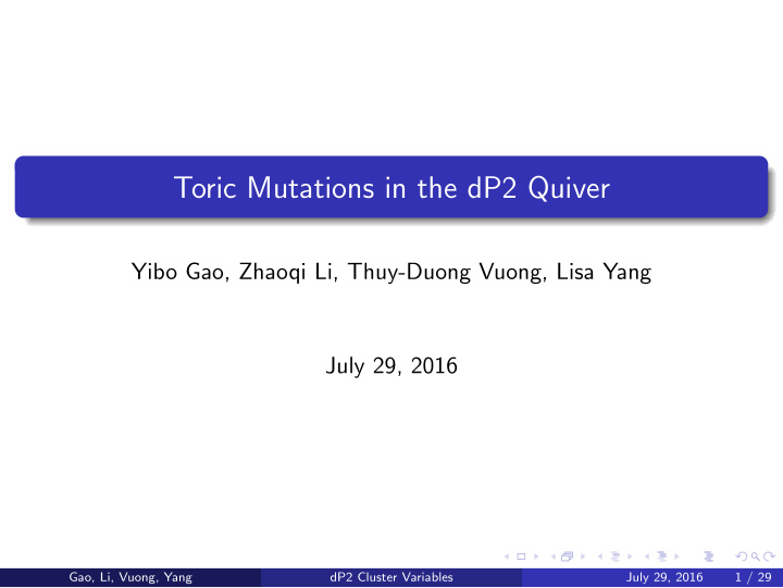 toric mutations in the dp2 quiver
