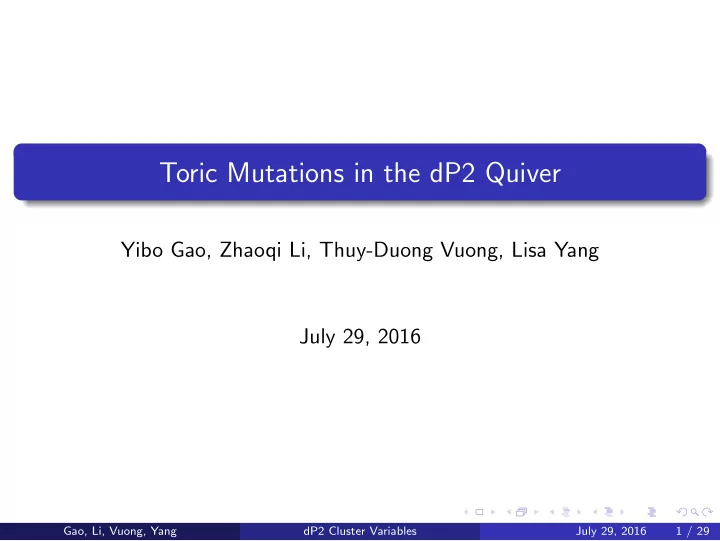 toric mutations in the dp2 quiver