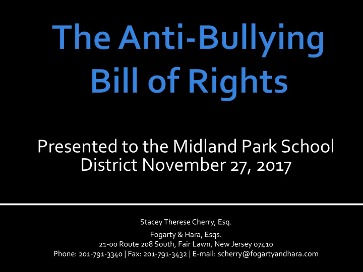 presented to the midland park school