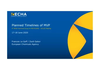 Planned Timelines of MVP 4 th EFSA Technical Group on PESTICIDES  IUCLID Meeting  17-18 June