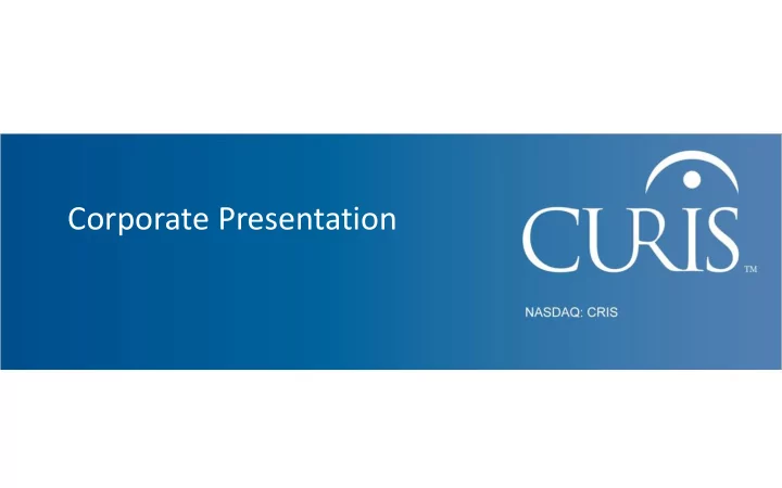 corporate presentation forward looking statements