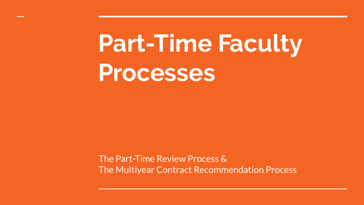 part time faculty processes