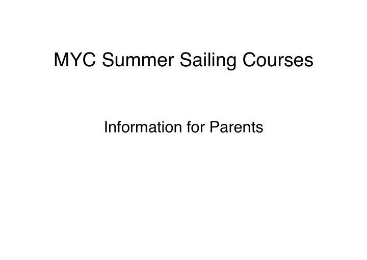 myc summer sailing courses