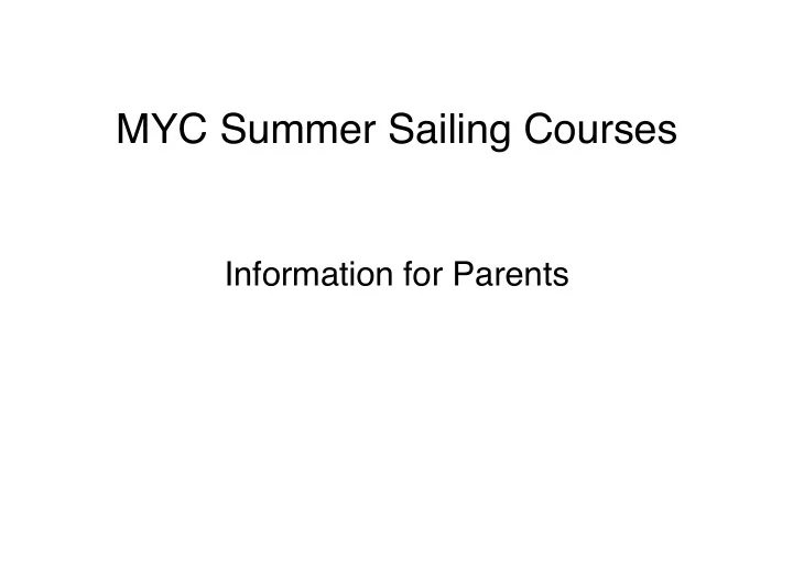 myc summer sailing courses