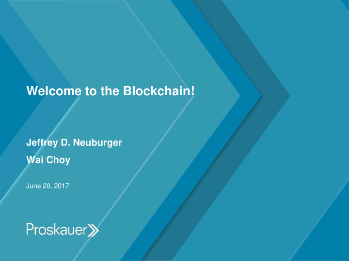 welcome to the blockchain