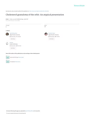 Cholesterol granuloma of the orbit: An atypical presentation Article in Indian Journal of