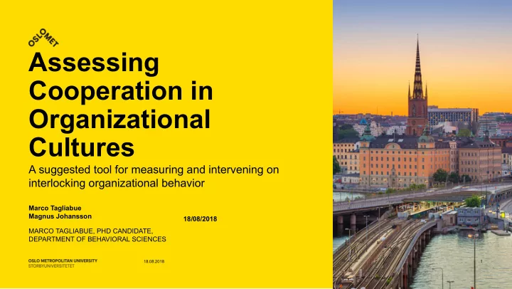 assessing cooperation in organizational cultures