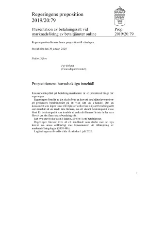 Regeringens proposition  2019/20:79  Presentation av betalningsstt vid  Prop.  marknadsfring av
