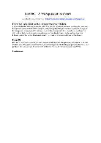 Max300  A Workplace of the Future An eBay for creative services [